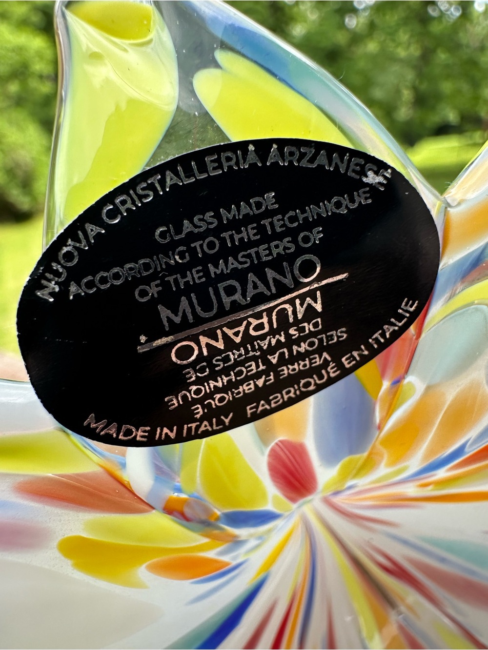 Murano Art Glass Multicolor Glass Flower Sculpture - Yellow, Blue, Orange - Picture 2 of 4